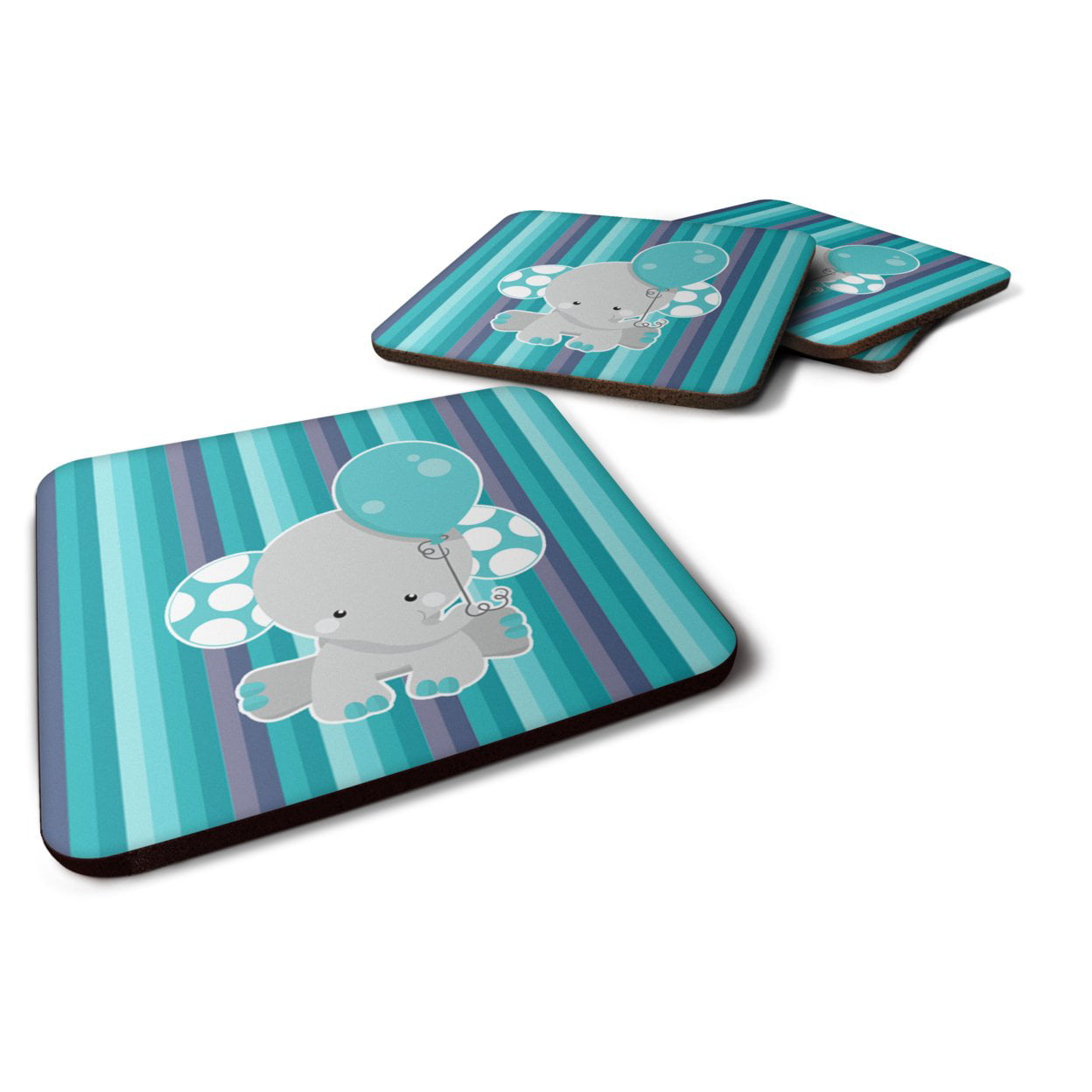 Grey Elephant With Balloon Foam Coasters - Set of 4