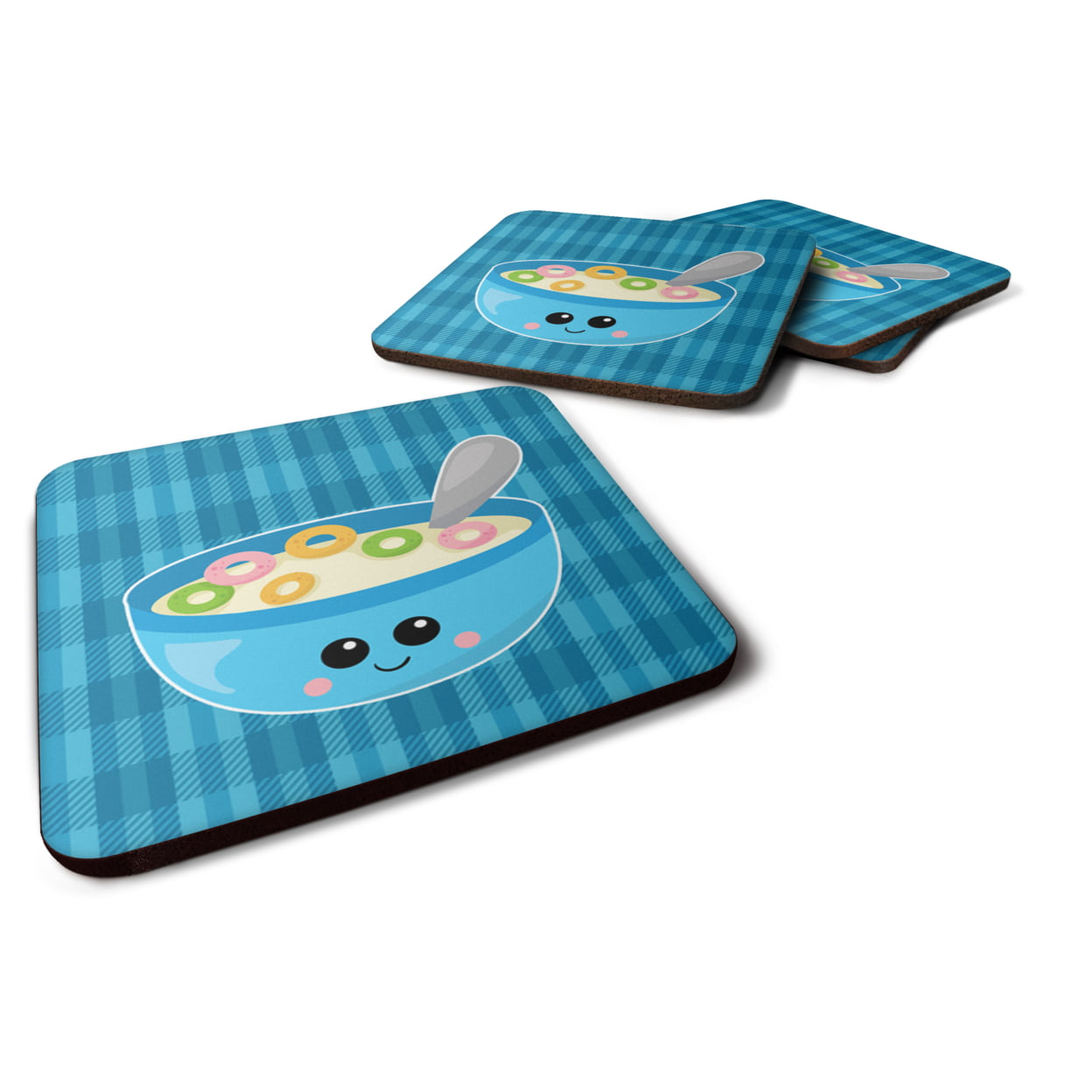 Blue Bowl of Cereal Foam Coasters - Set of 4