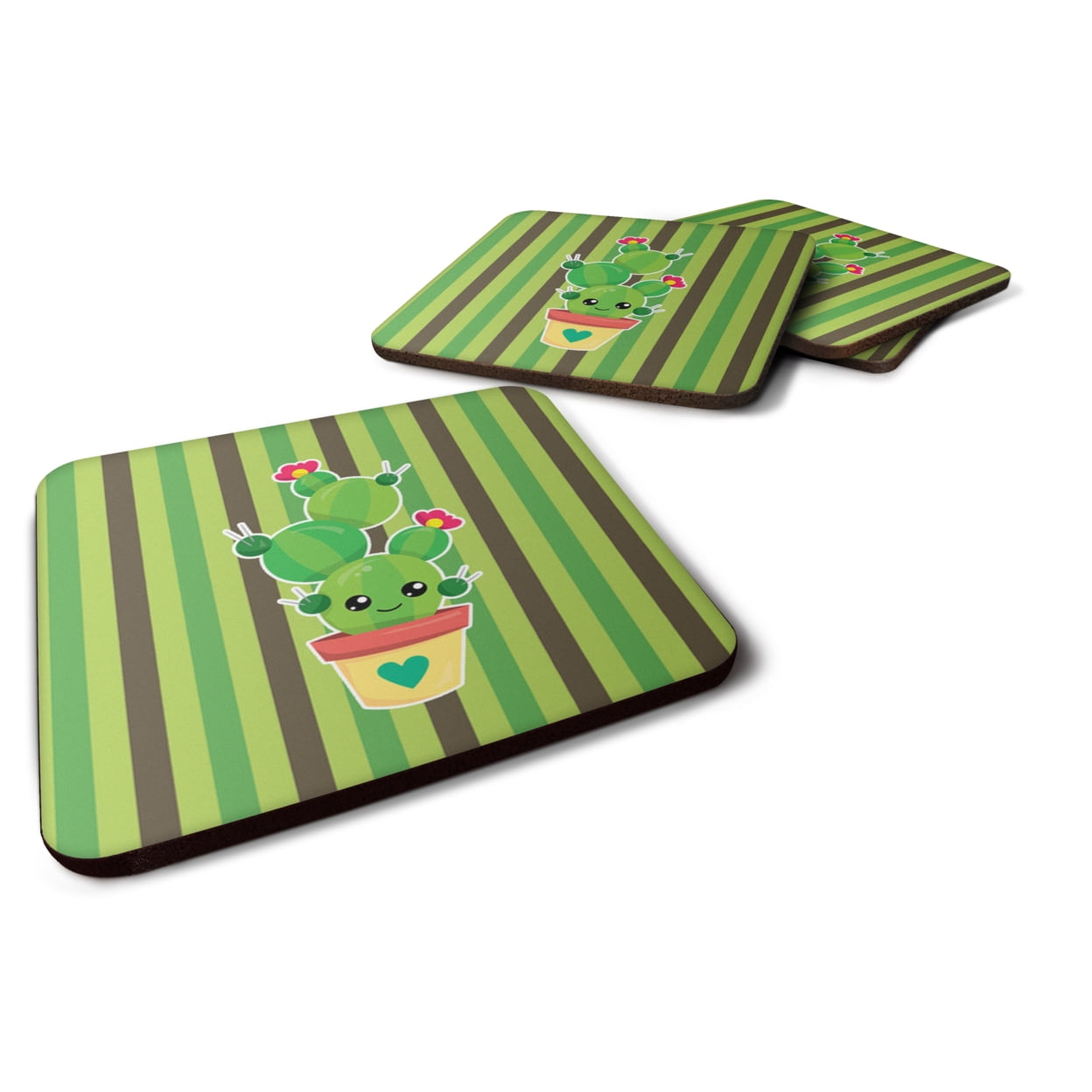 BB6847FC Cactus Stripe Foam Coasters - Set of 4