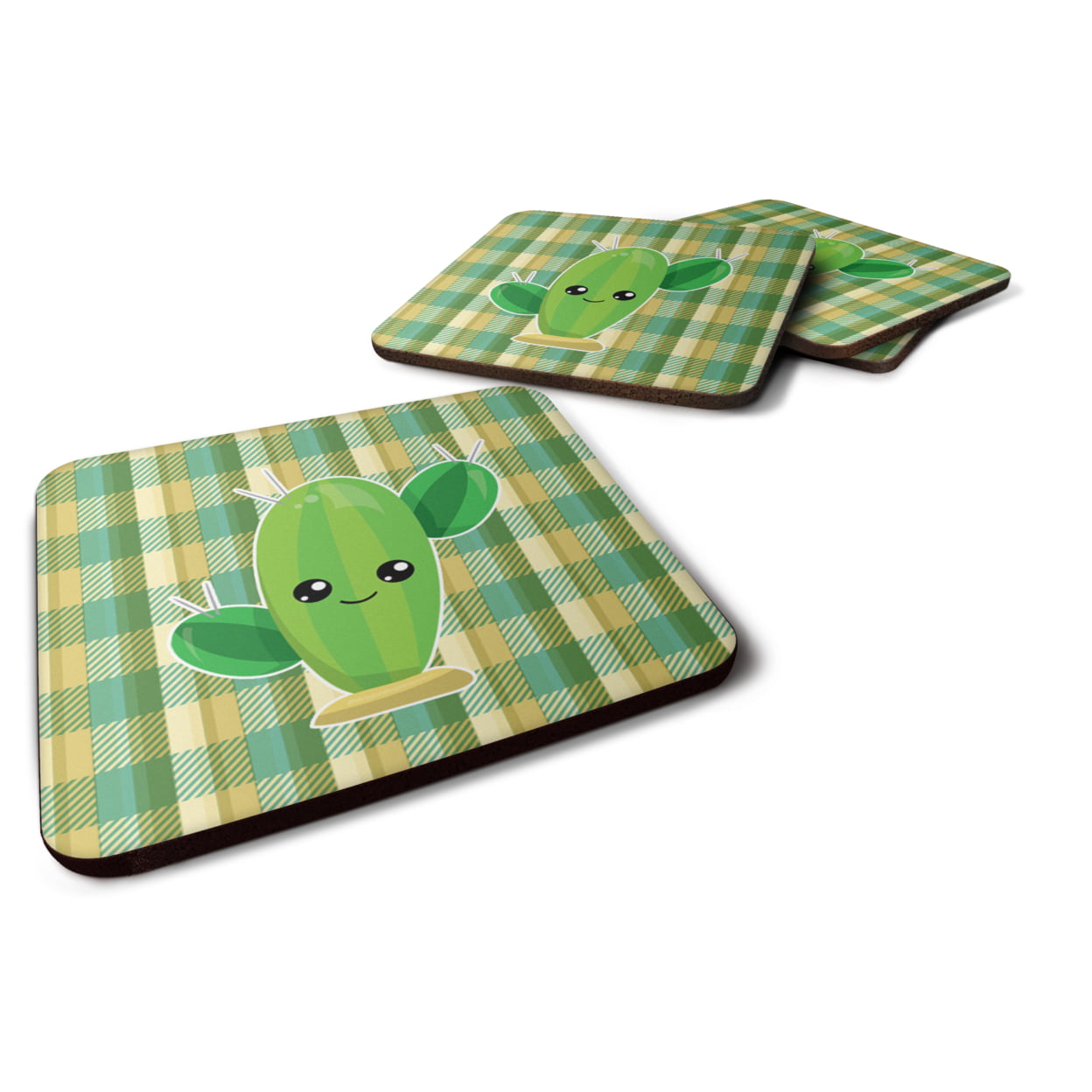 Cactus Plaid Foam Coasters - Set of 4