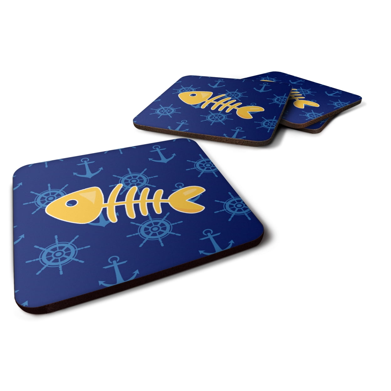 Fish Bones Foam Coasters - Set of 4