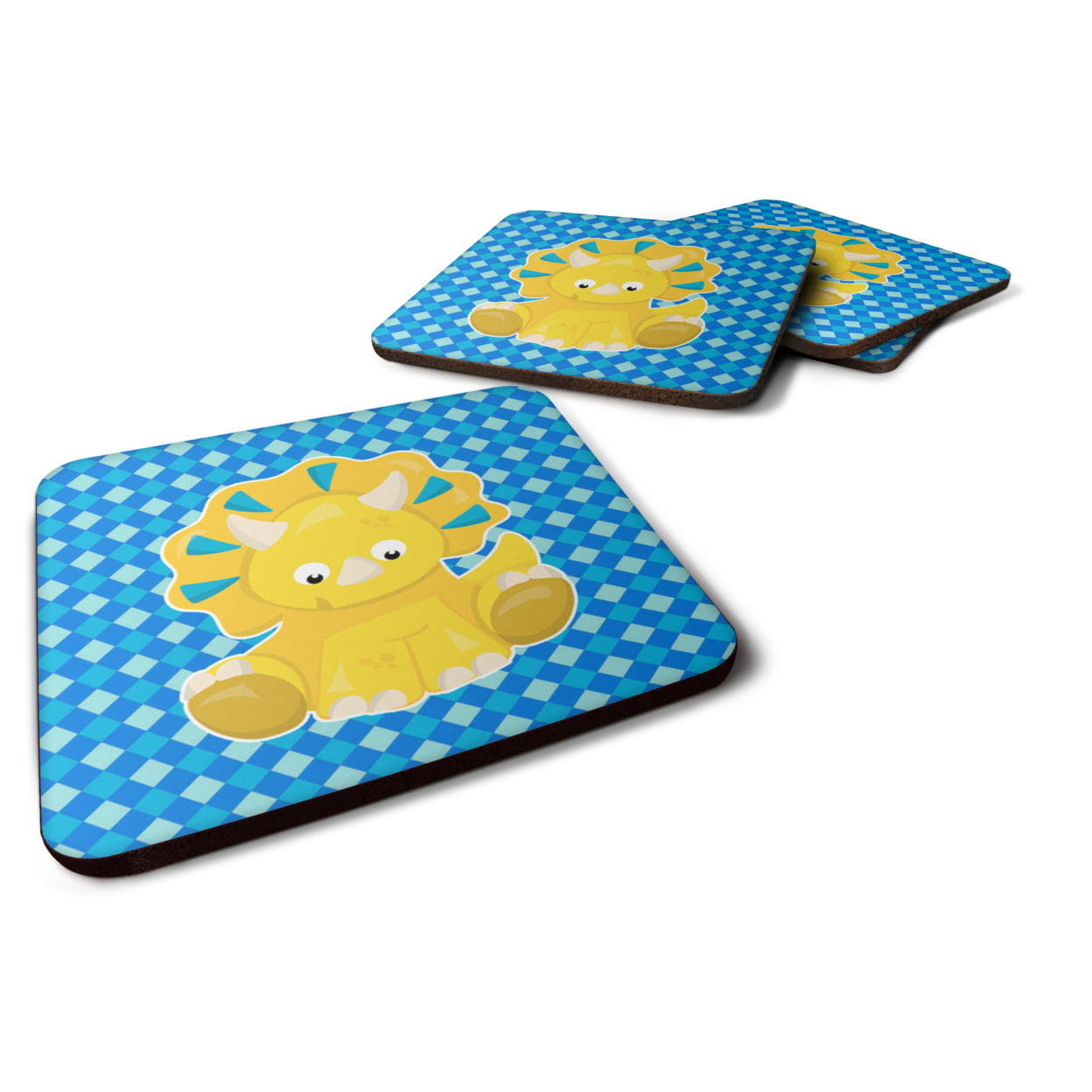 BB6894FC Triceratops Dinosaur Foam Coasters - Set of 4