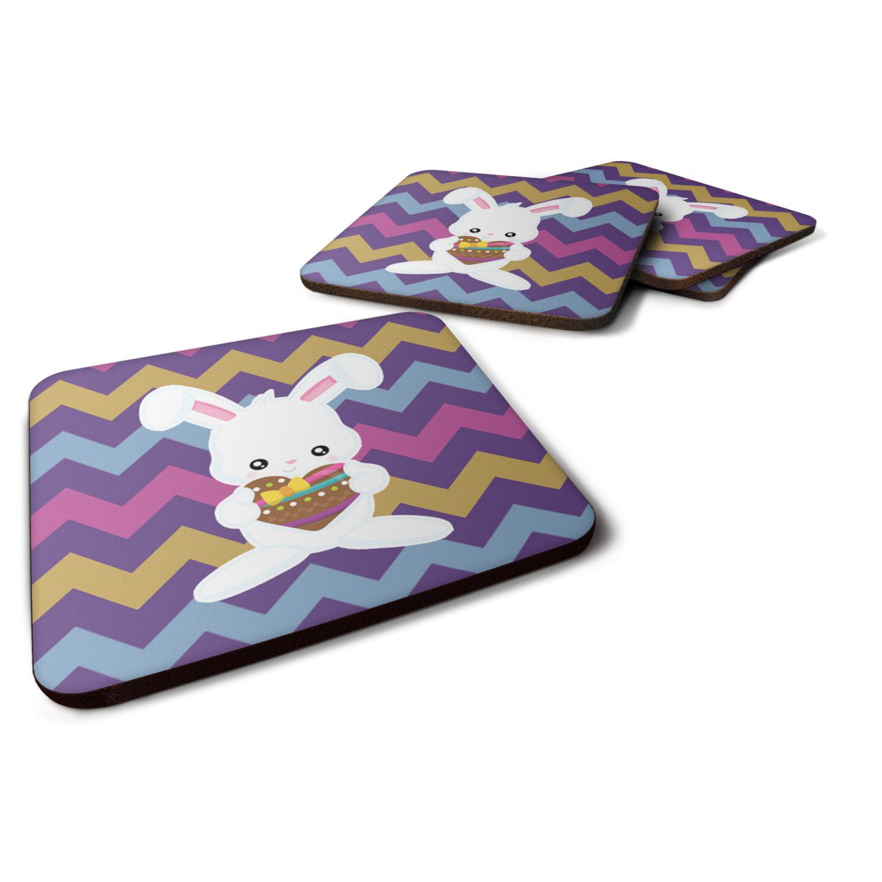 BB6901FC Easter Rabbit With Chocolate Heart Foam Coasters - Set of 4