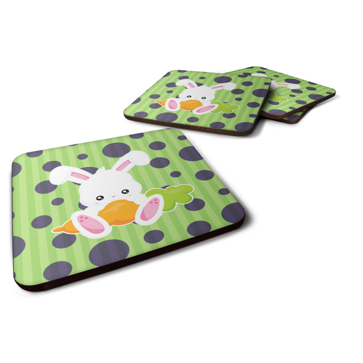 BB6903FC Easter Polkadot Rabbit Foam Coasters - Set of 4