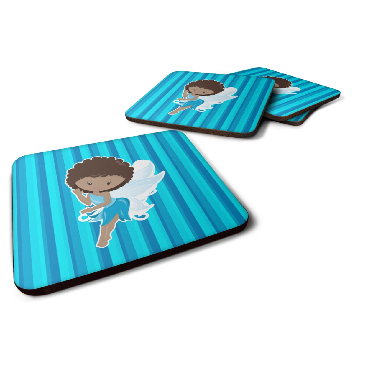 Fairy Blue Stripes Foam Coasters - Set of 4