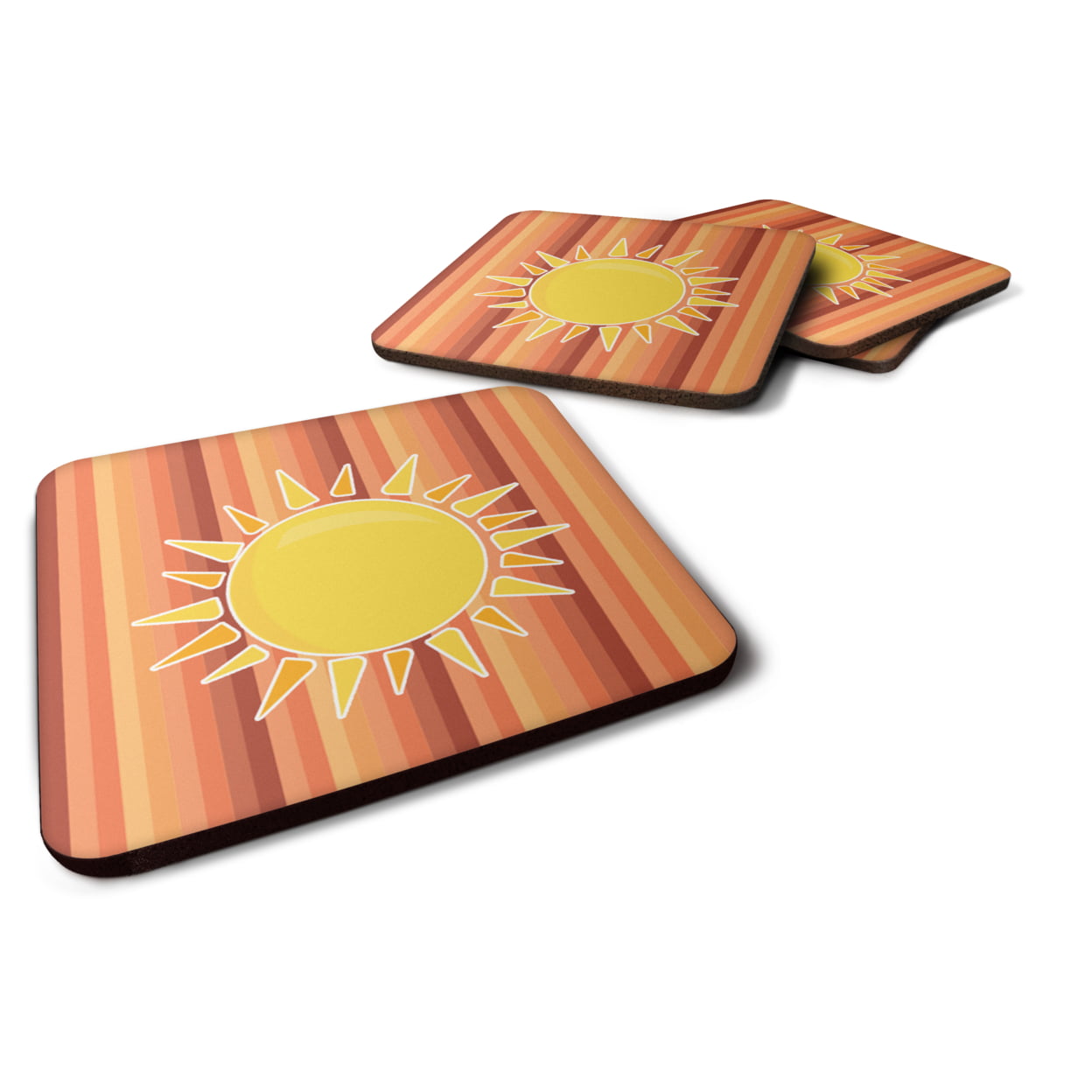 Sun With Stripes Foam Coasters - Set of 4
