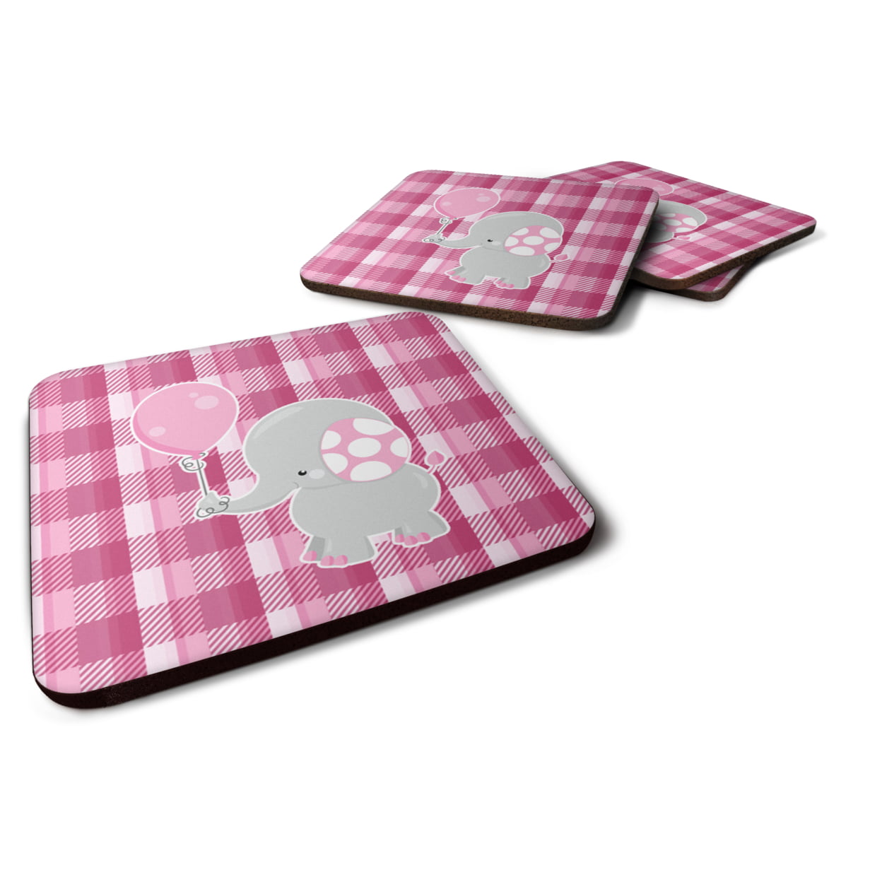 Elephant With Pink Balloon Foam Coasters - Set of 4
