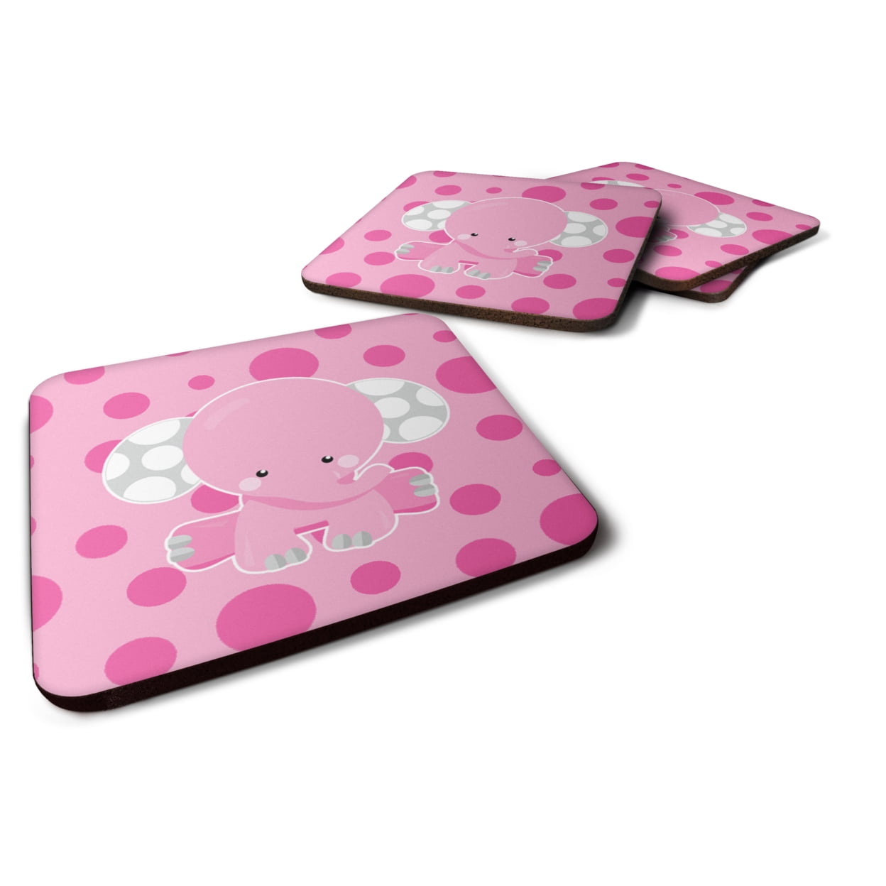 Elephant With Pink Polkadots Foam Coasters - Set of 4