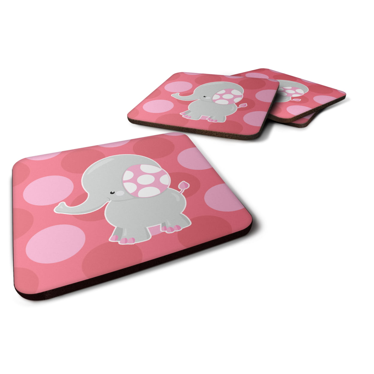 Elephant Big Polkadots Foam Coasters - Set of 4