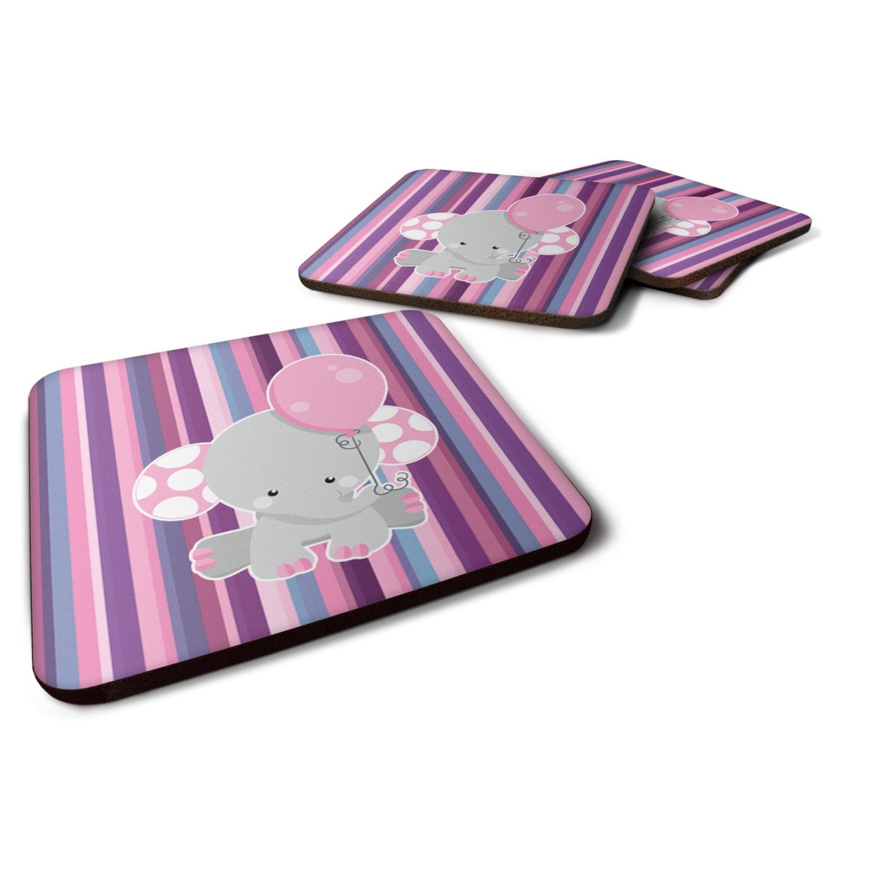 Elephant on Stripes Foam Coasters - Set of 4