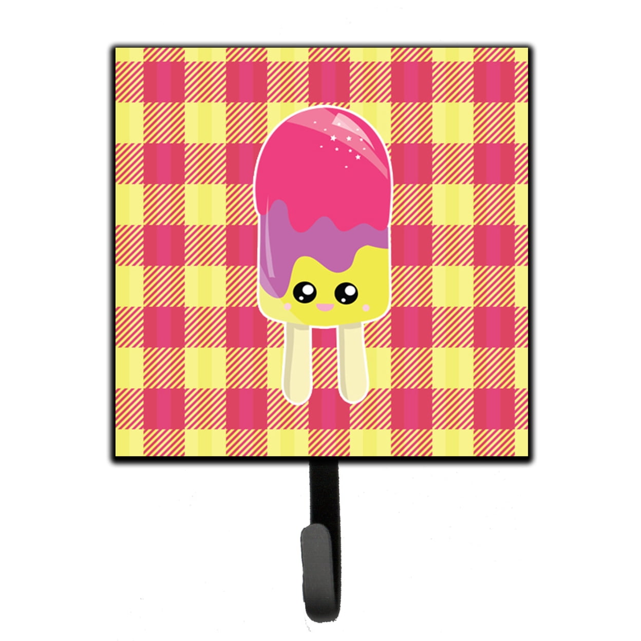 Ice Pop Popsicle Face Gingham Leash or Key Holder