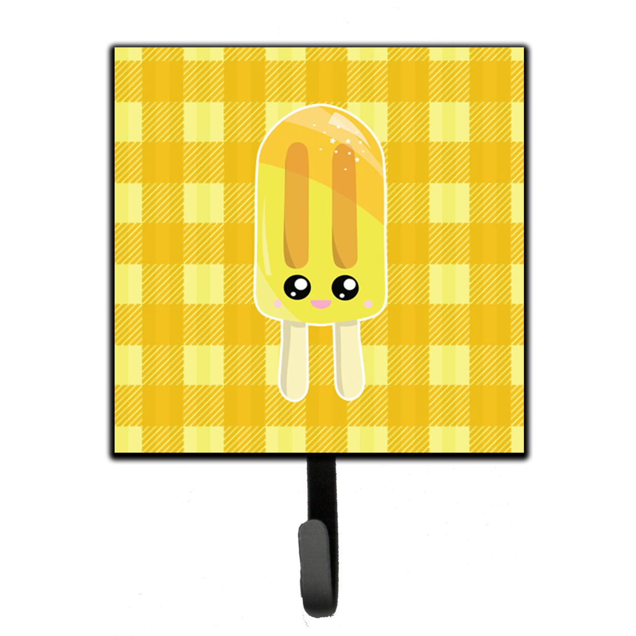 Ice Pop Popsicle Face Gingham Yellow Leash or Key Holder