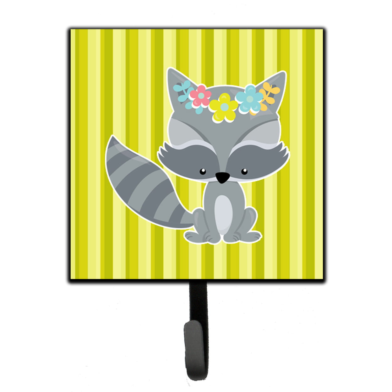 Raccoon With Flowers Leash or Key Holder