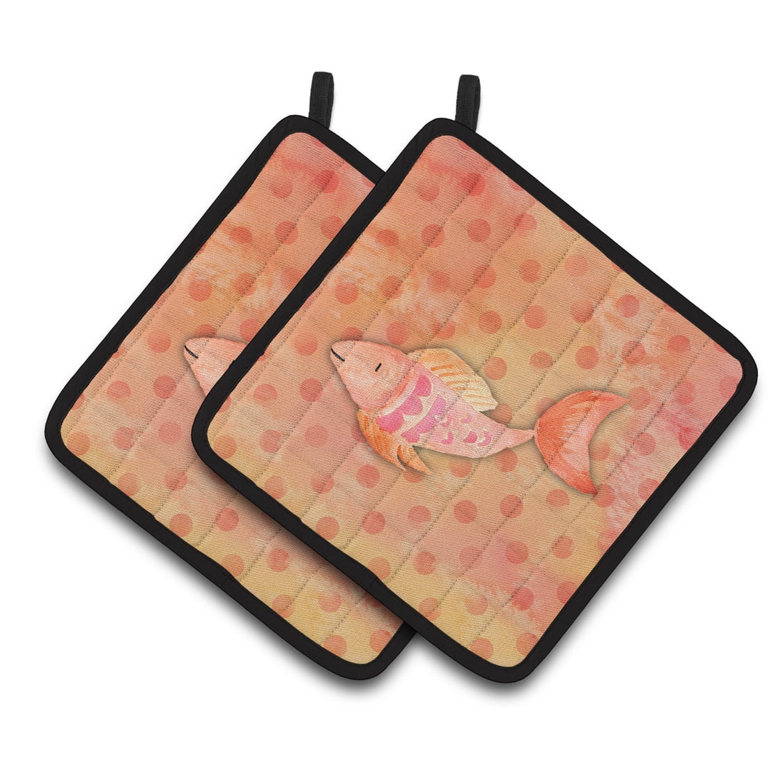 Orange Fish Watercolor Pair of Pot Holders