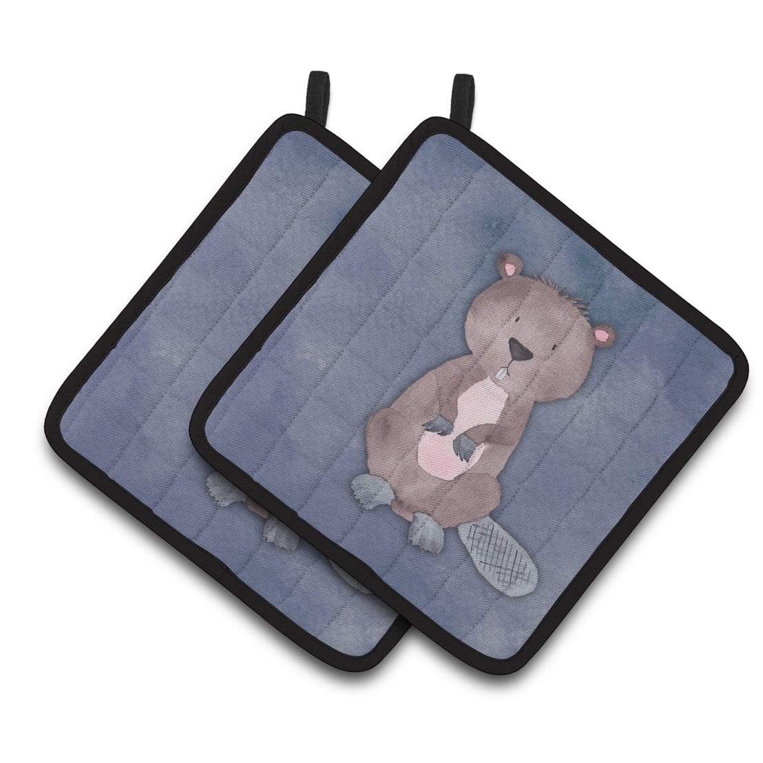 Beaver Watercolor Pair of Pot Holders