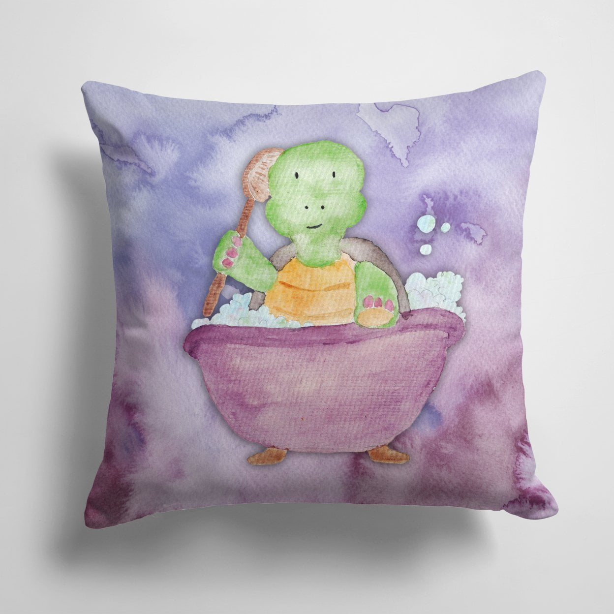 Turtle Bathing Watercolor Fabric Decorative Pillow