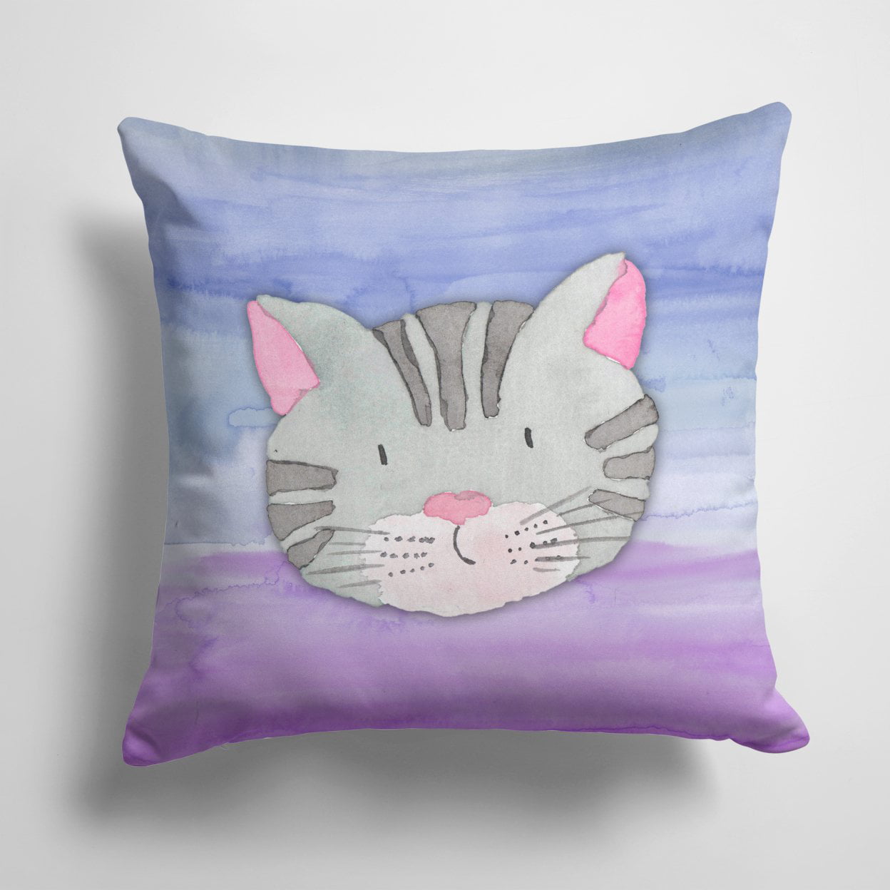 Cat Face Watercolor Fabric Decorative Pillow