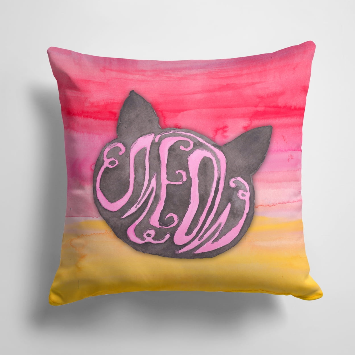 Cat Face Meow Watercolor Fabric Decorative Pillow