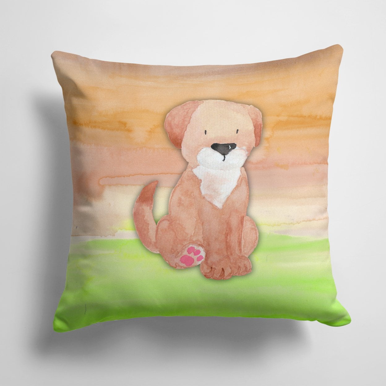 Dog Green & Brown Watercolor Fabric Decorative Pillow
