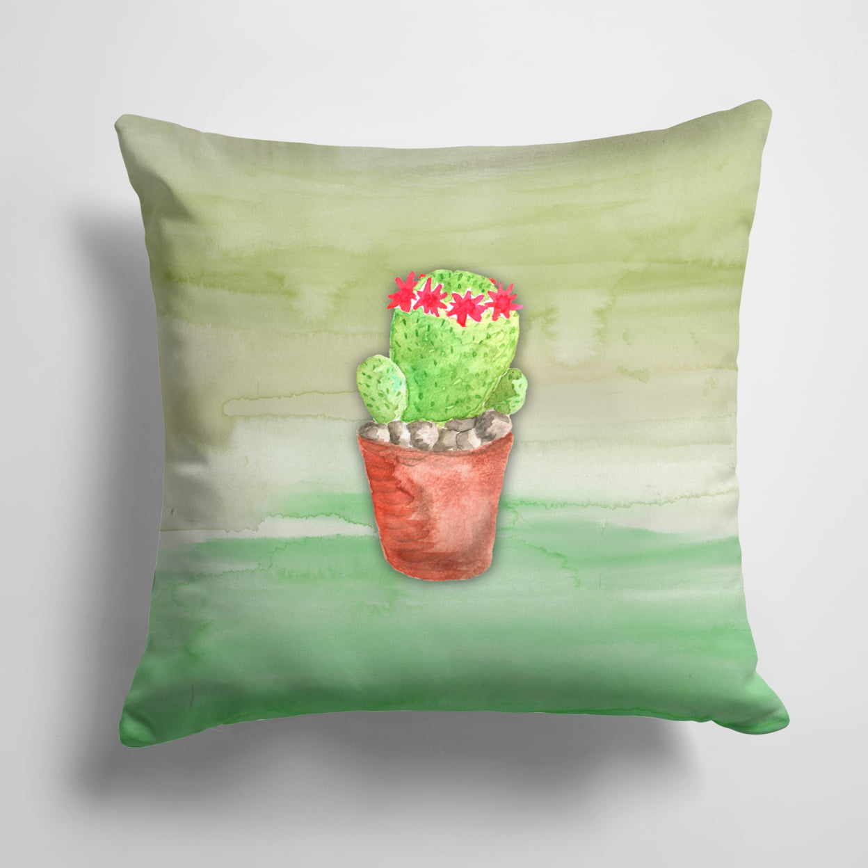 Cactus Green Watercolor Fabric Decorative Pillow