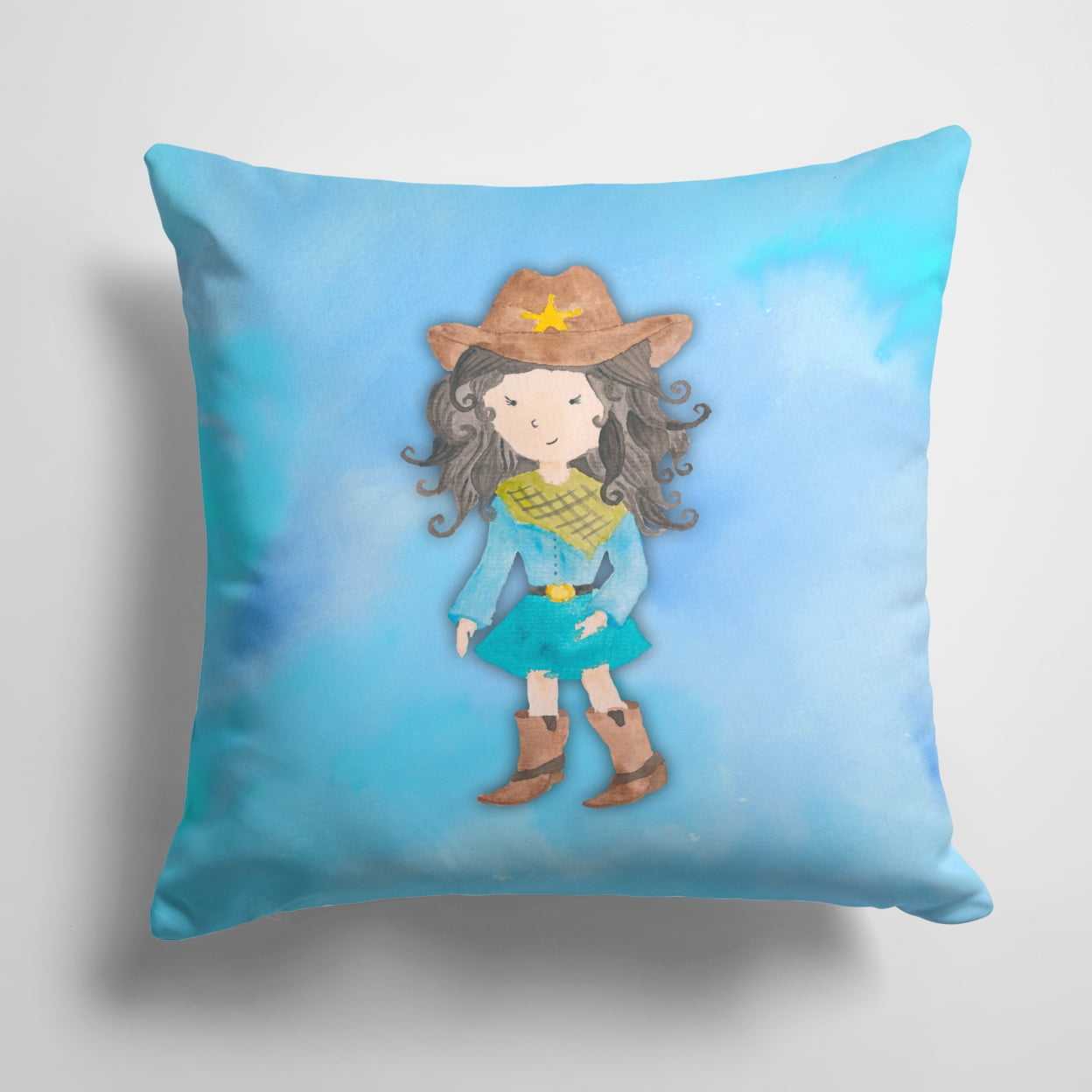 Cowgirl Watercolor Fabric Decorative Pillow