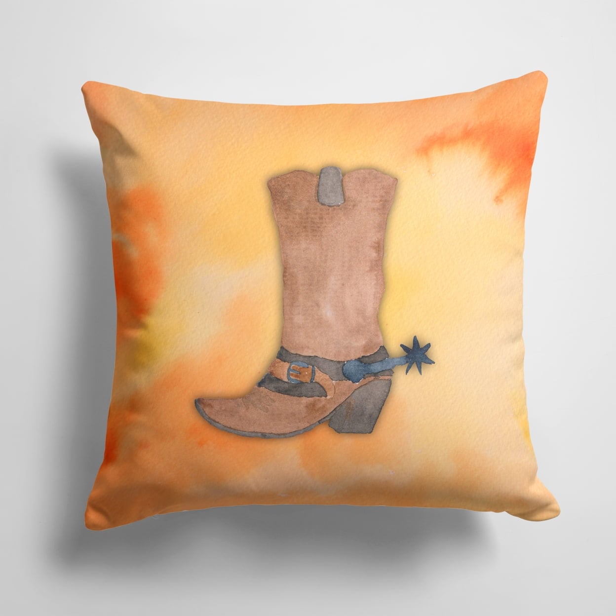 Cowboy Boot Watercolor Fabric Decorative Pillow