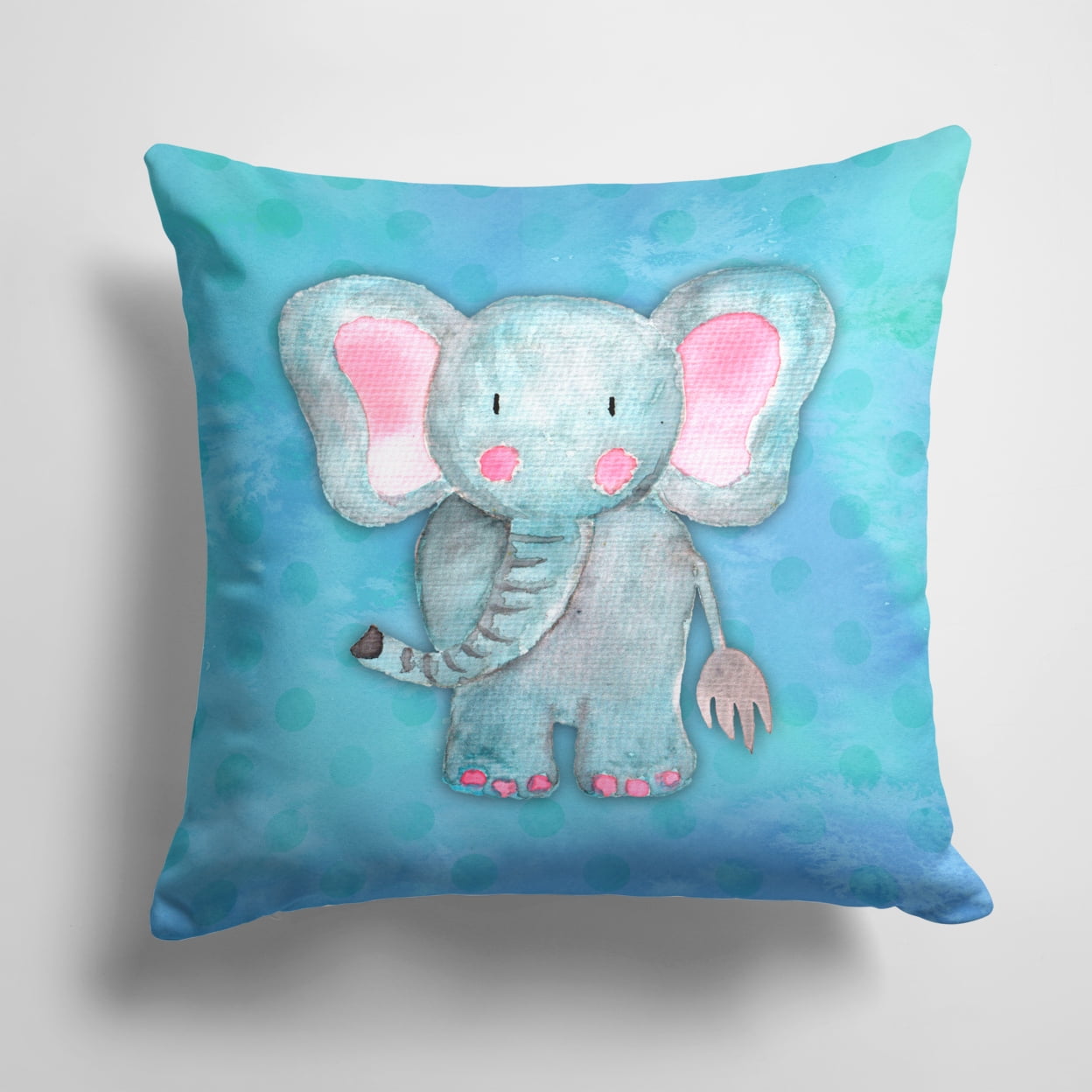 Blue Elepant Watercolor Fabric Decorative Pillow