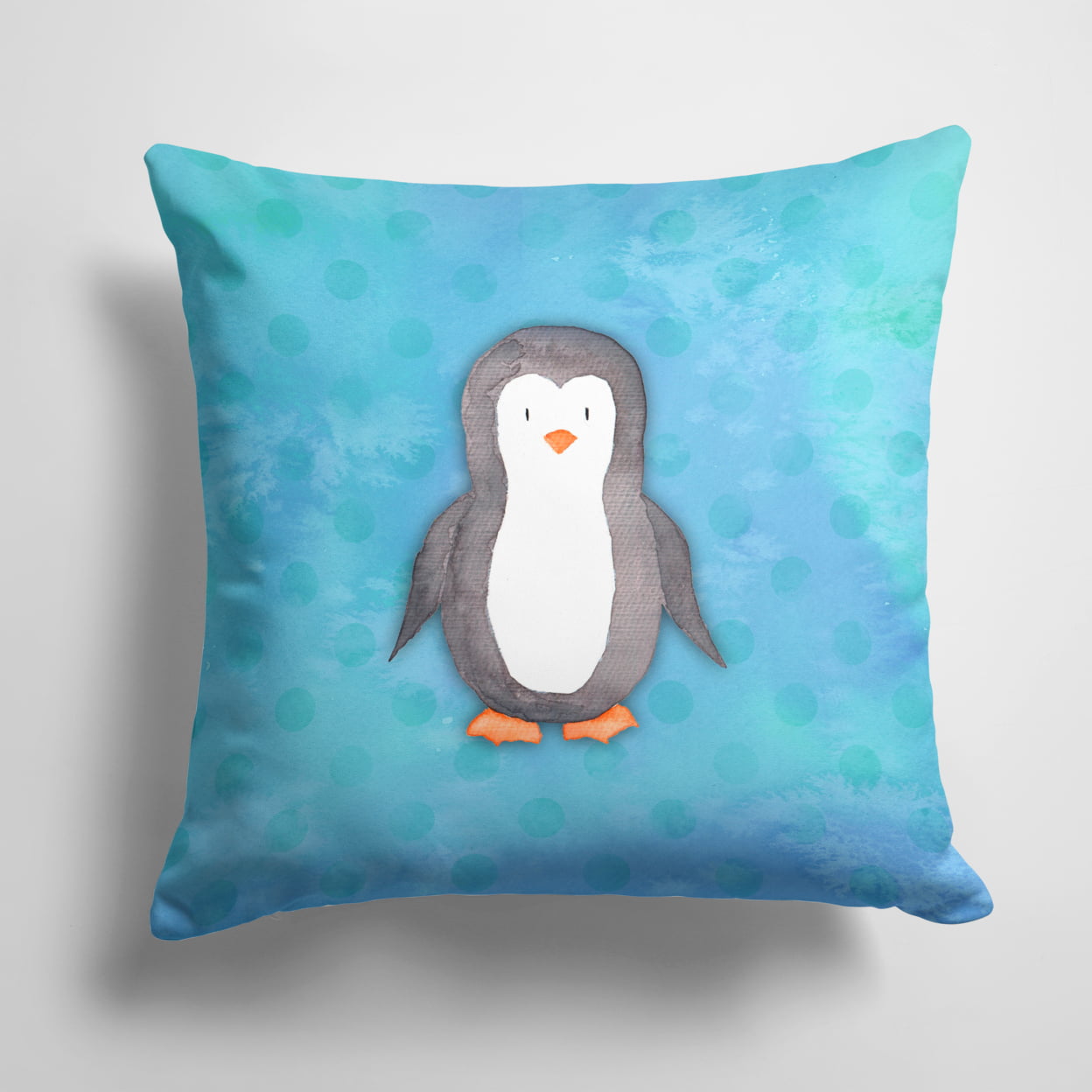 Polkadot Penguin Watercolor Fabric Decorative Pillow