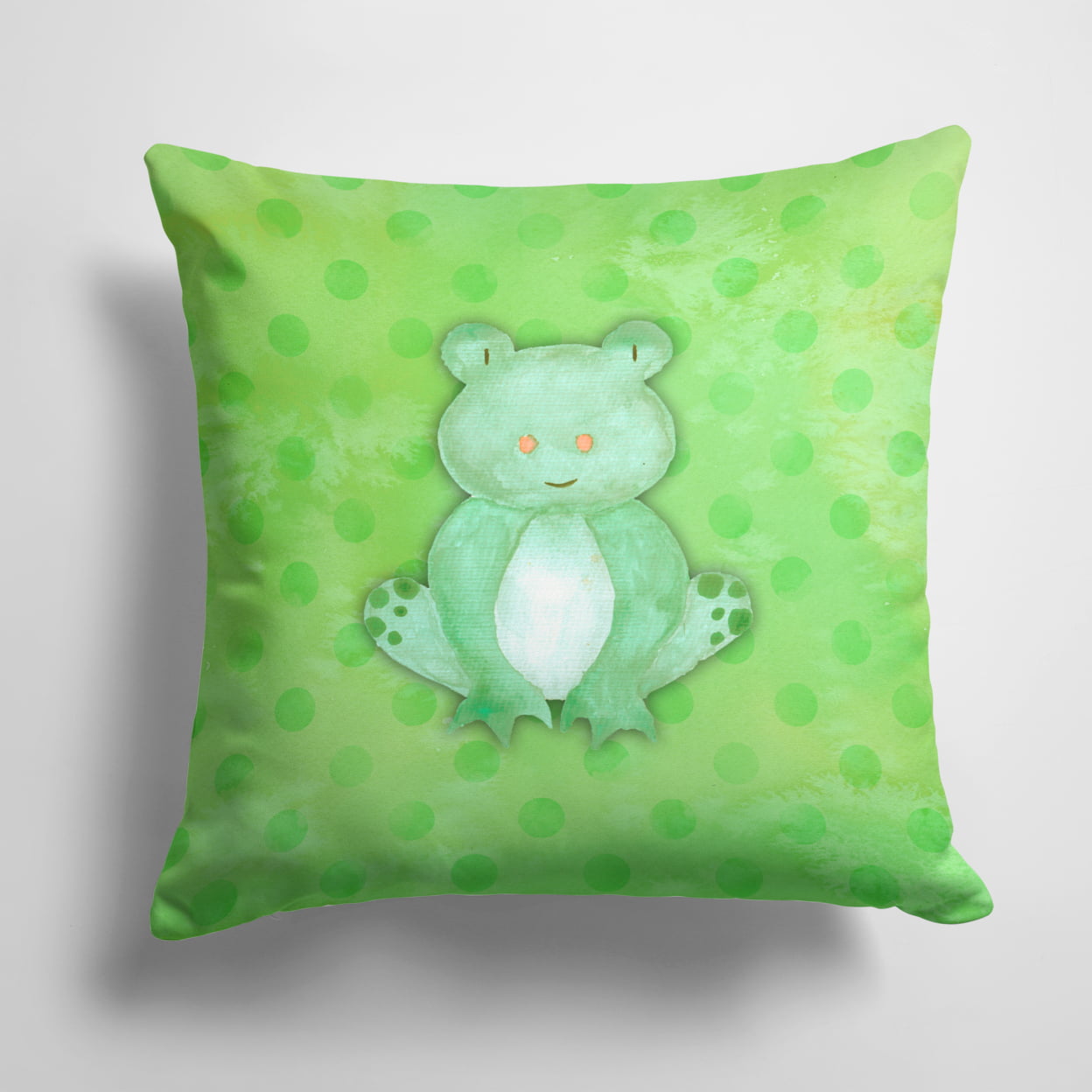 Polkadot Frog Watercolor Fabric Decorative Pillow