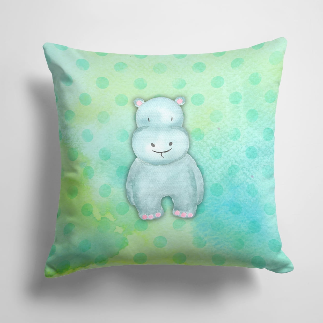 Polkadot Hippopotamus Watercolor Fabric Decorative Pillow