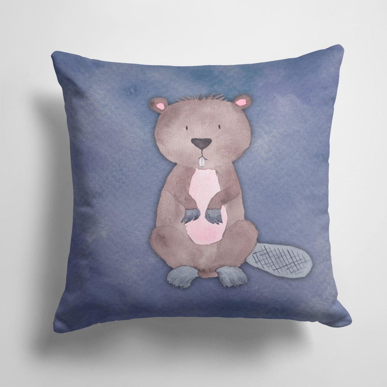 Beaver Watercolor Fabric Decorative Pillow