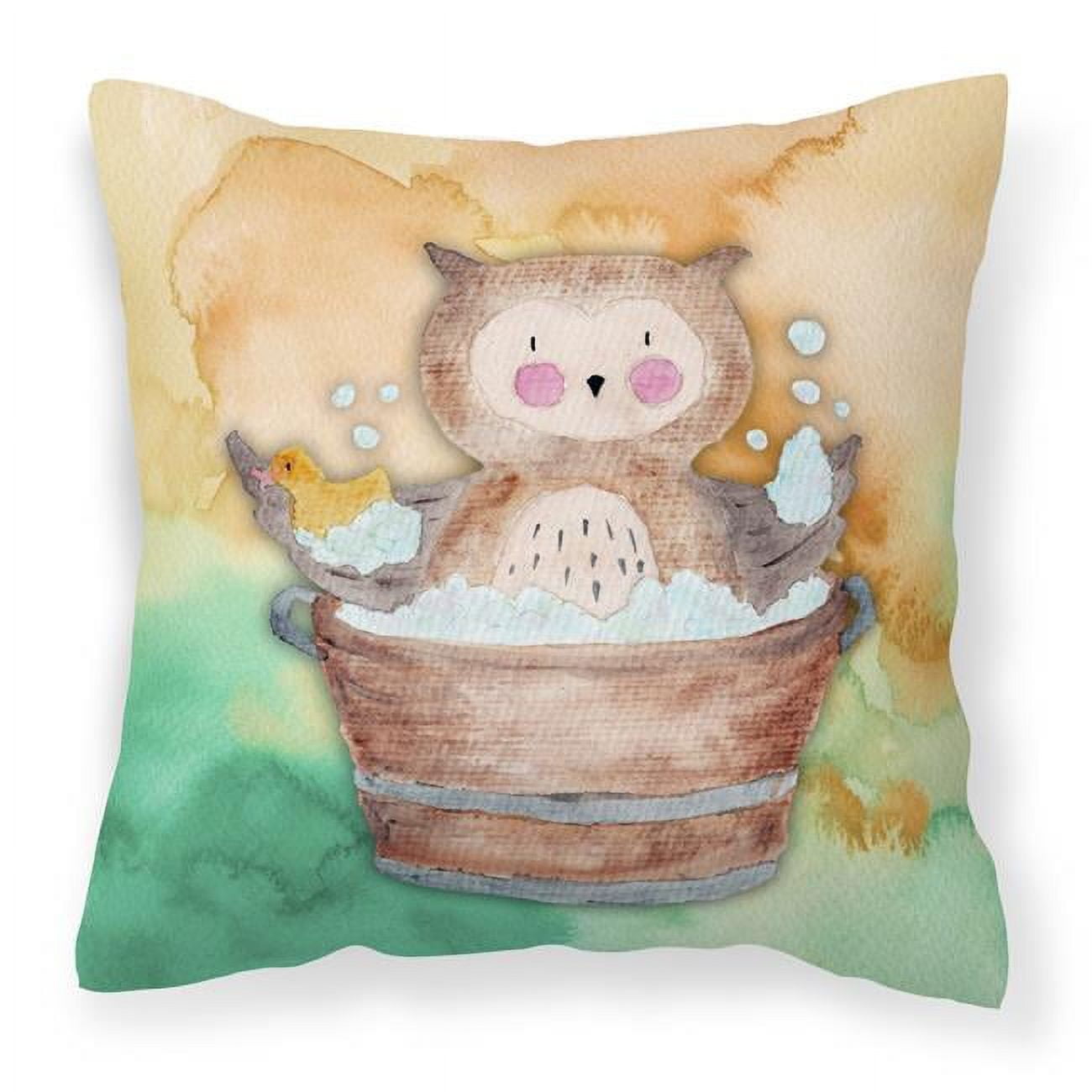 Owl Bathing Watercolor Fabric Decorative Pillow