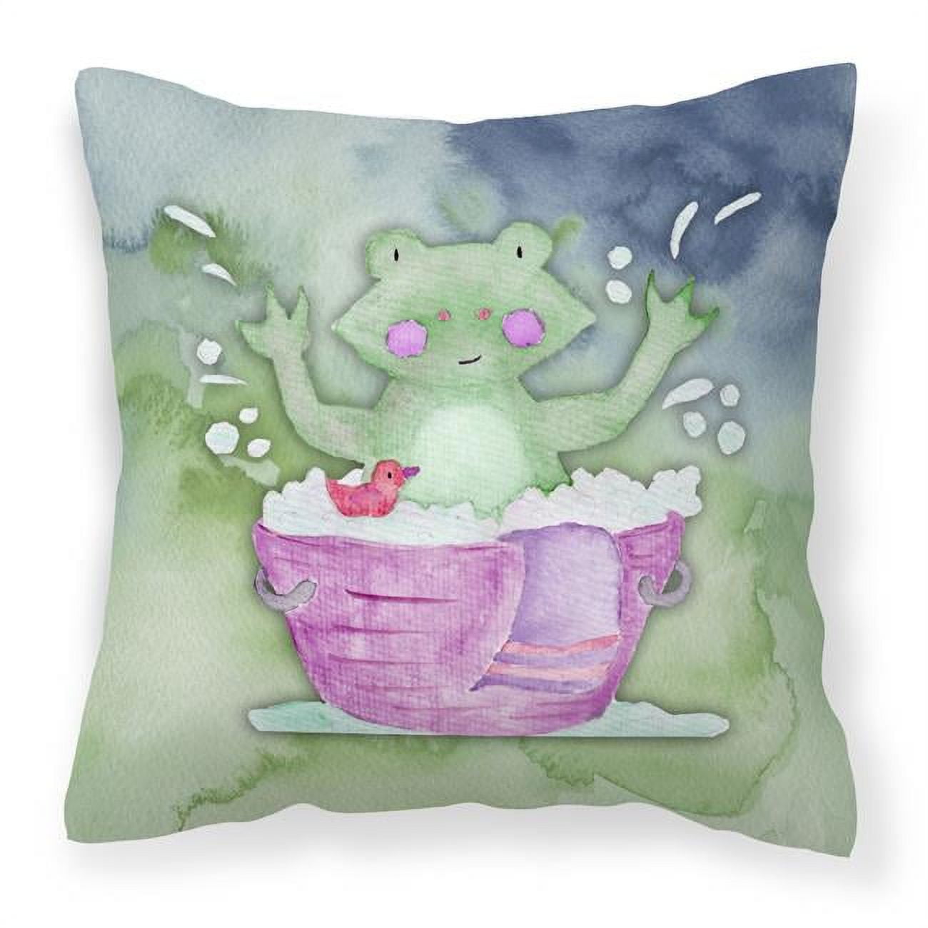 Frog Bathing Watercolor Fabric Decorative Pillow
