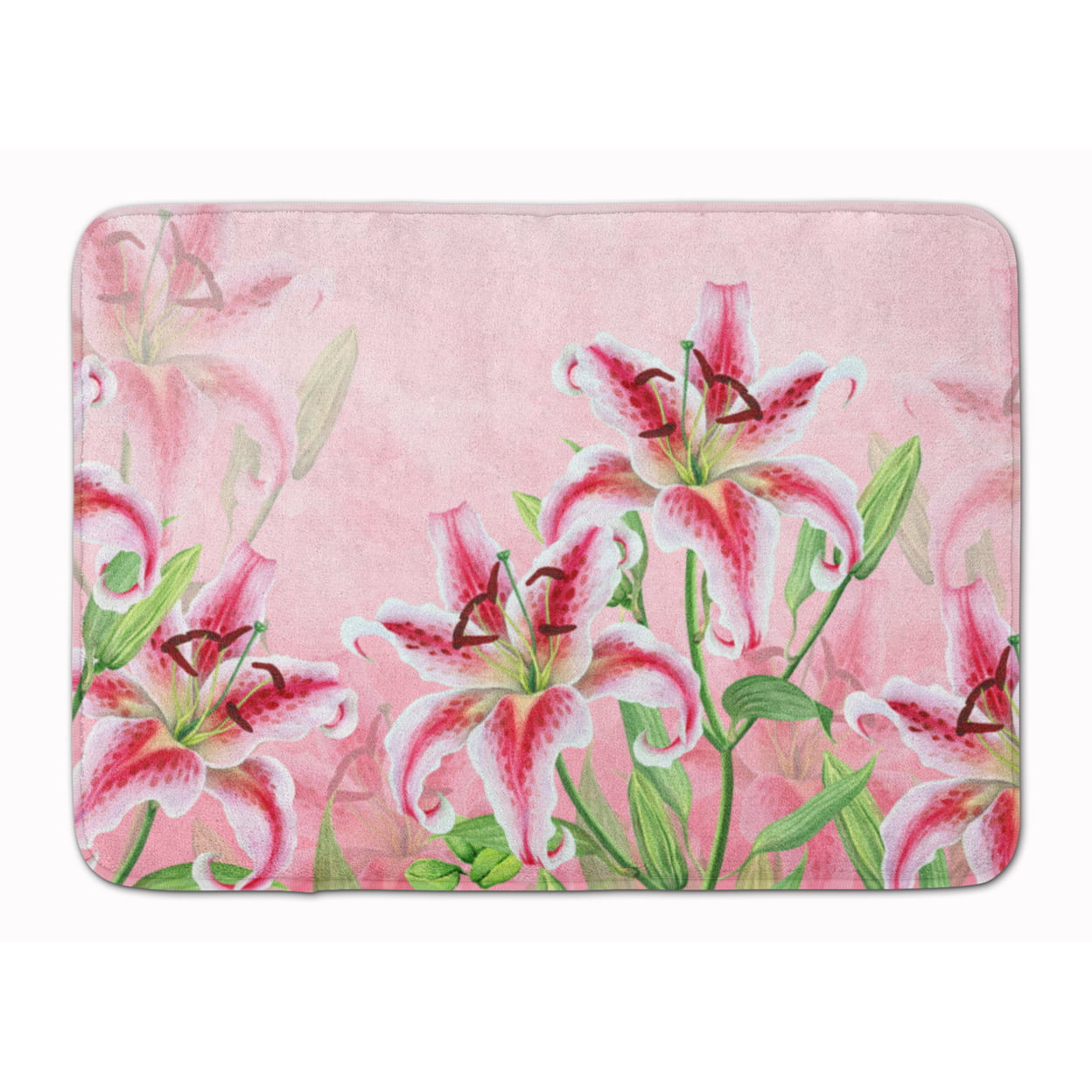 BB7446RUG Pink Lillies Machine Washable Memory Foam Mat