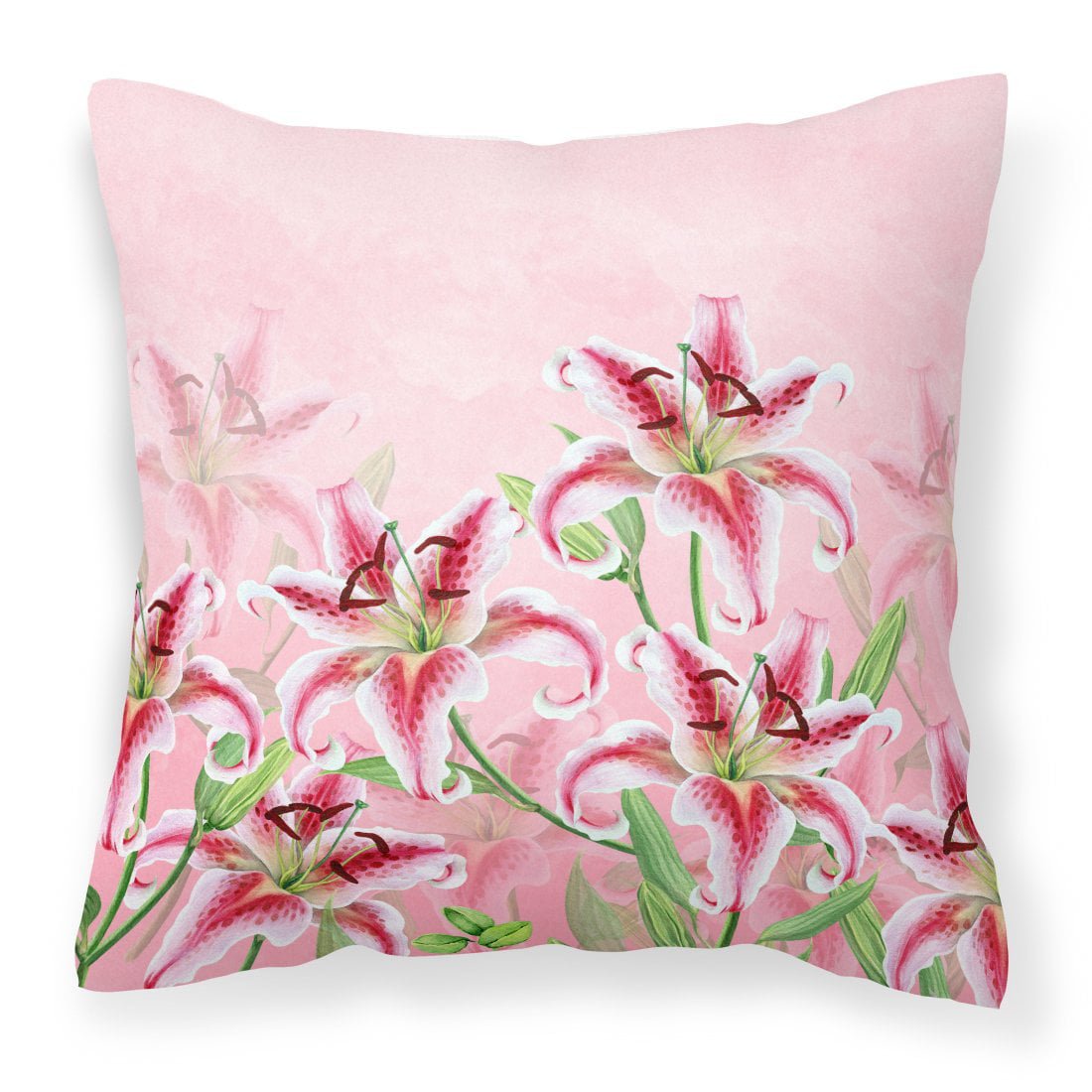 Pink Lillies Fabric Decorative Pillow