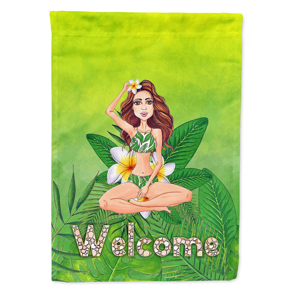 BB7457CHF Welcome Lady in Bikini Summer Flag Canvas House Size