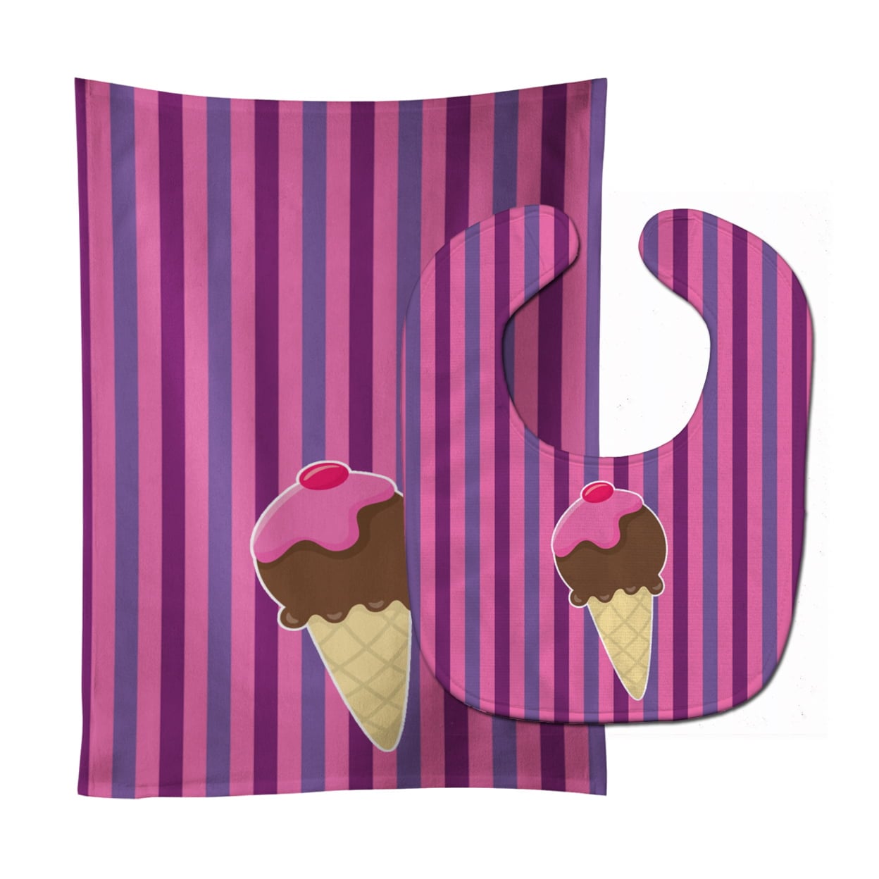 Ice Cream Cone Baby Bib & Burp Cloth