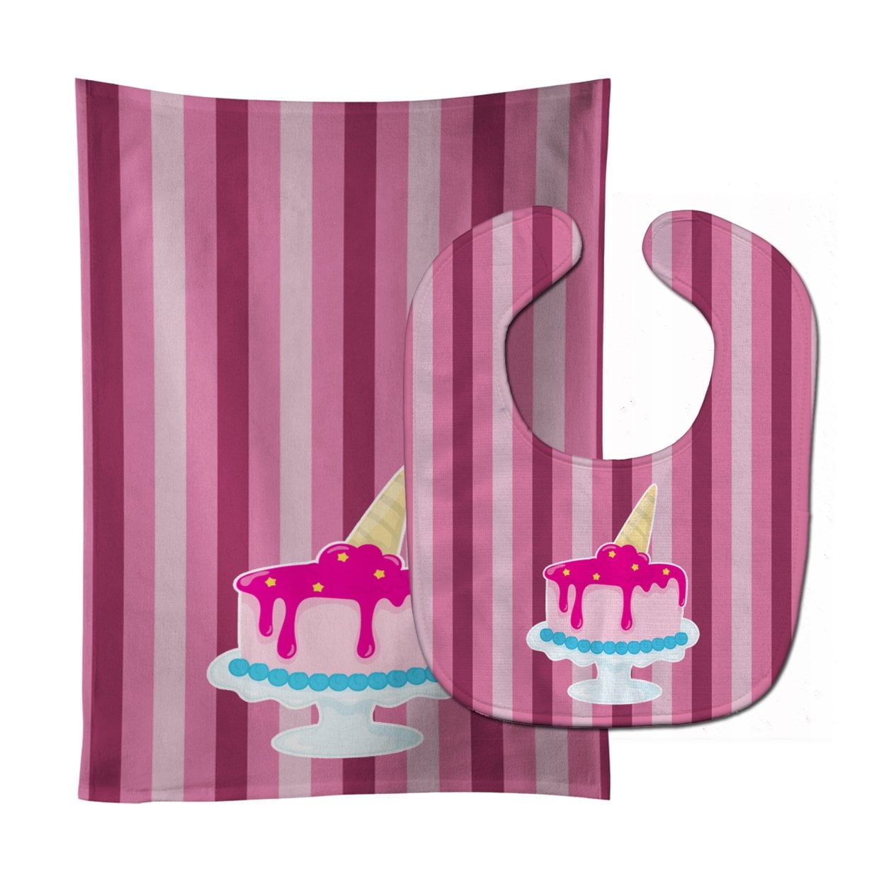 Ice Cream Cone Cake Baby Bib & Burp Cloth