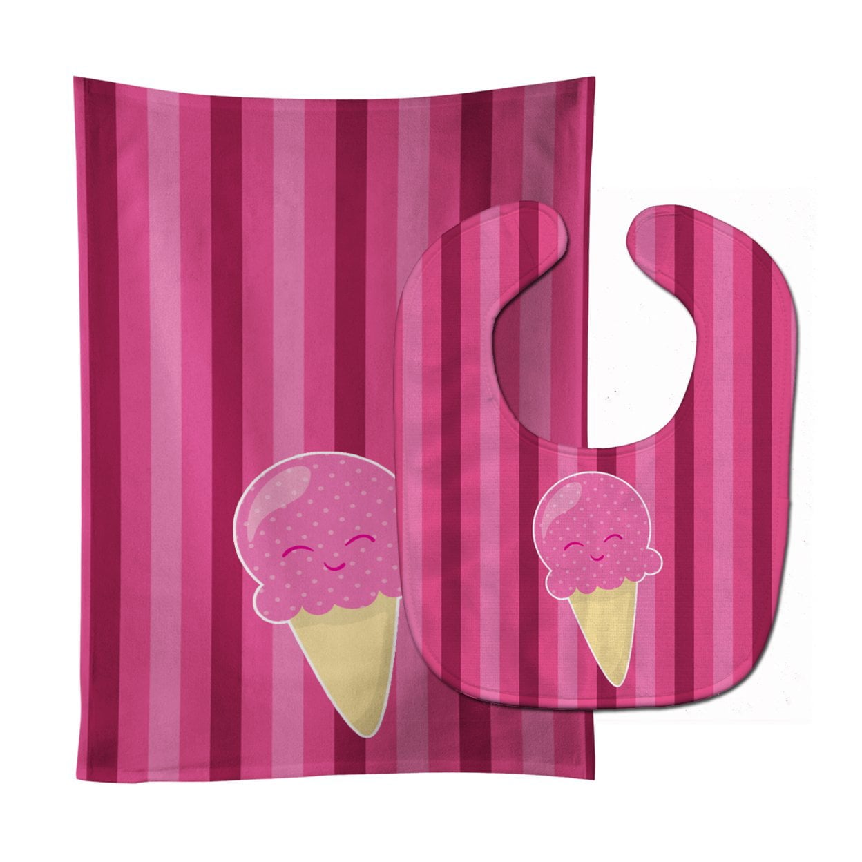 Ice Cream Cone Pink Baby Bib & Burp Cloth