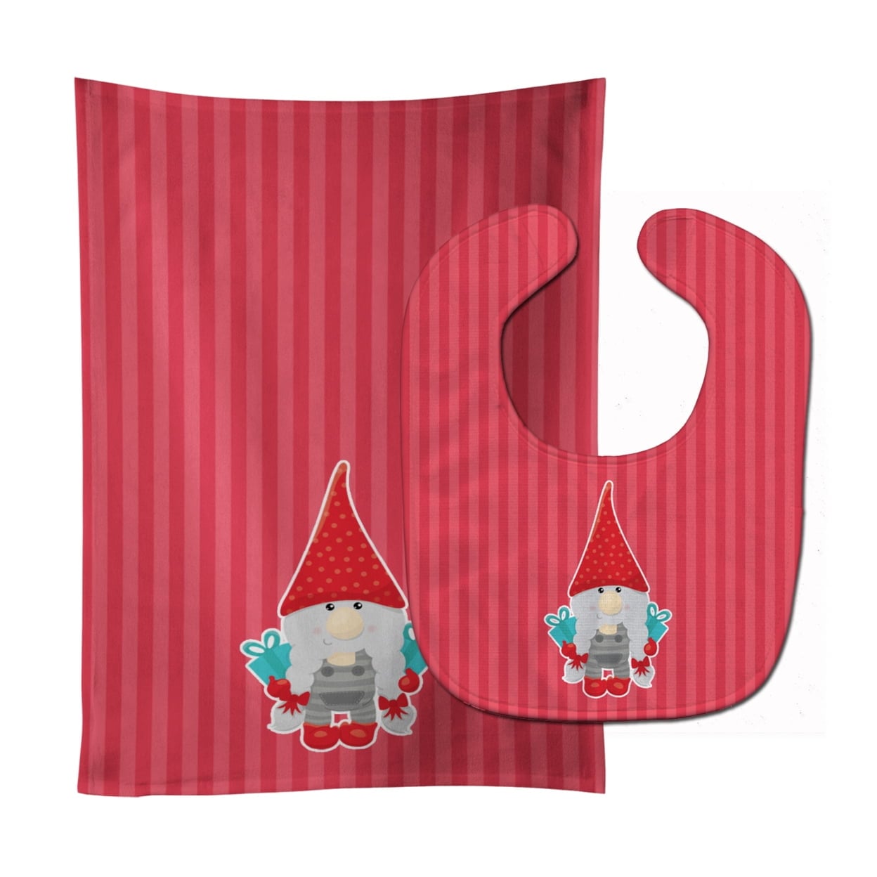 Merry Christmas Gnome Baby Bib & Burp Cloth