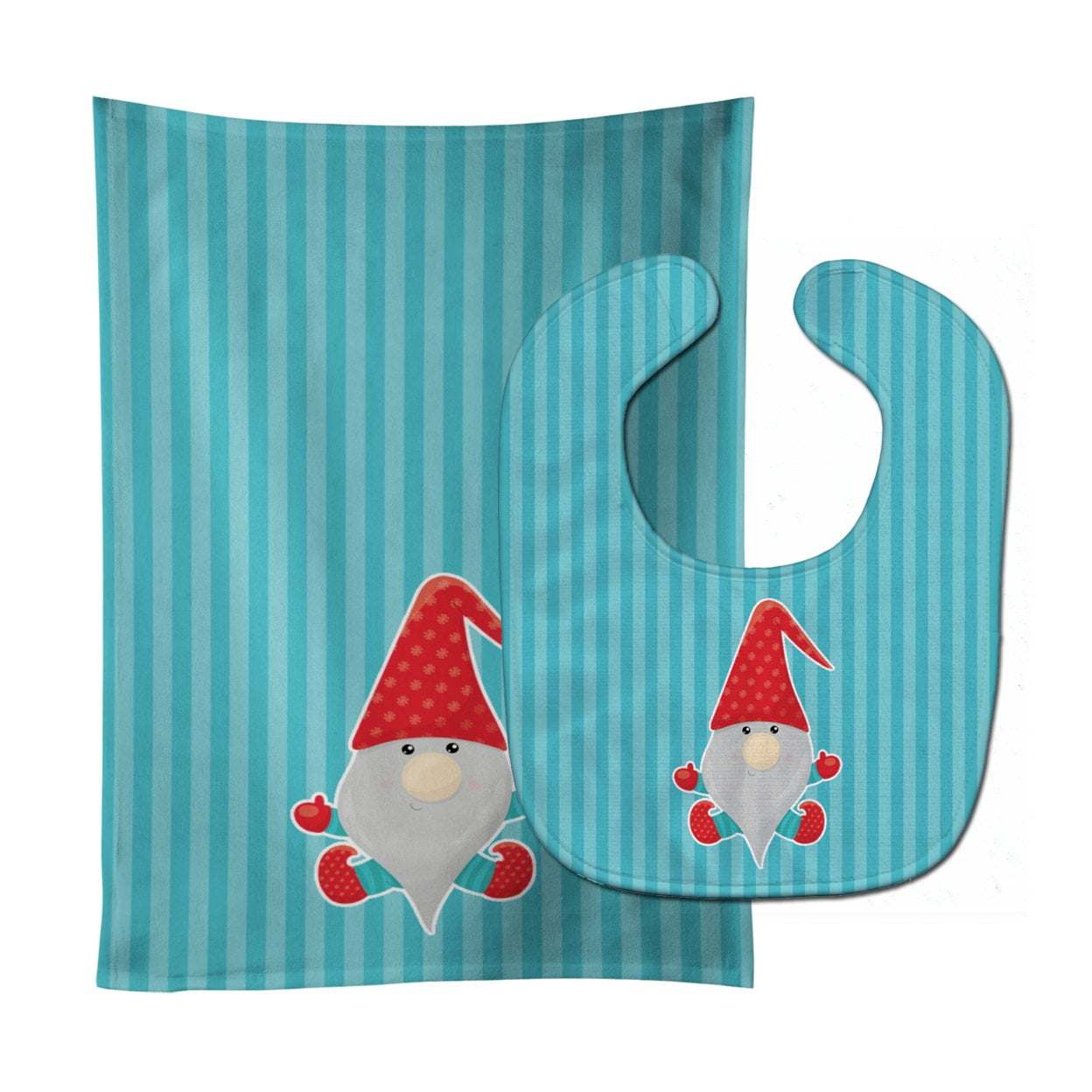 Merry Christmas Gnome No.2 Baby Bib & Burp Cloth