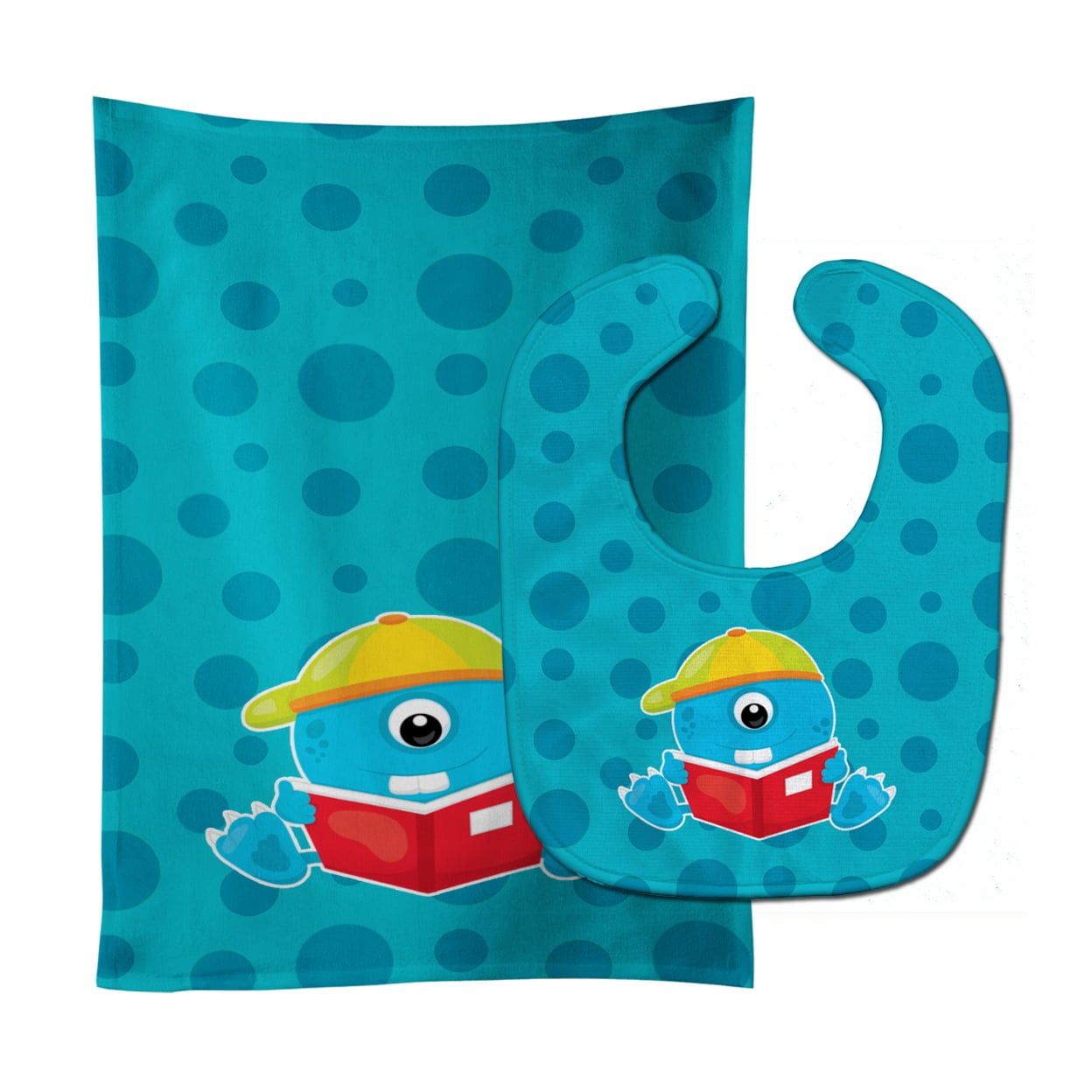 Monster Blue Baby Bib & Burp Cloth
