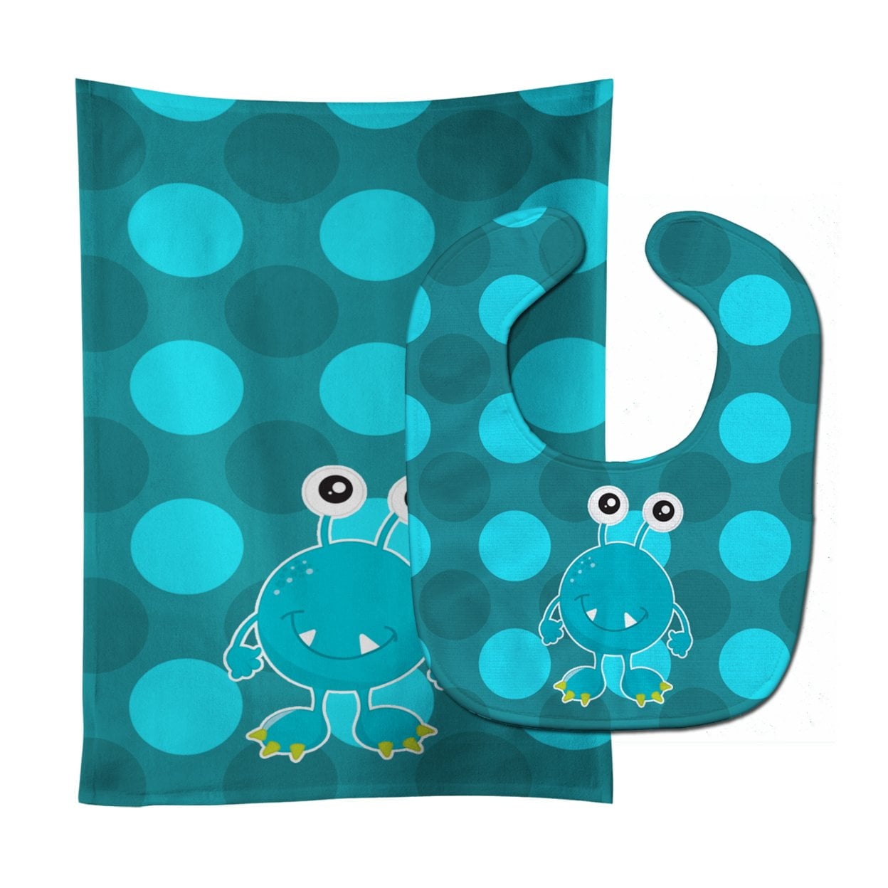Monster Blue Sugar Baby Bib & Burp Cloth