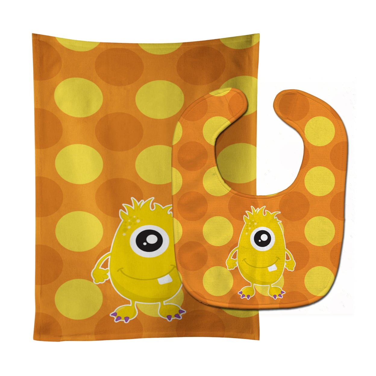 Monster Gold Baby Bib & Burp Cloth