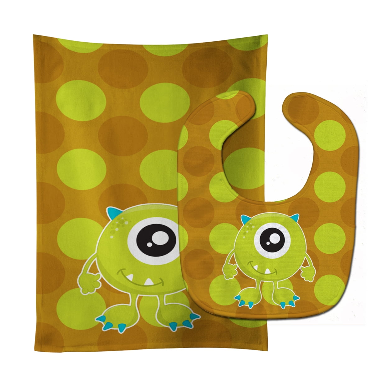 Monster Green Nola Baby Bib & Burp Cloth
