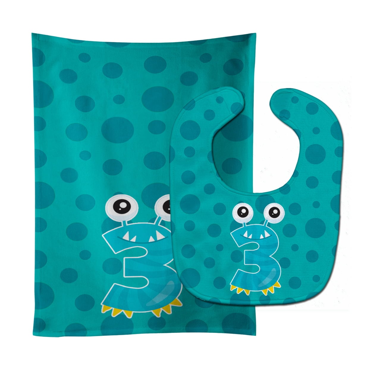 Monster Month 3 Baby Bib & Burp Cloth
