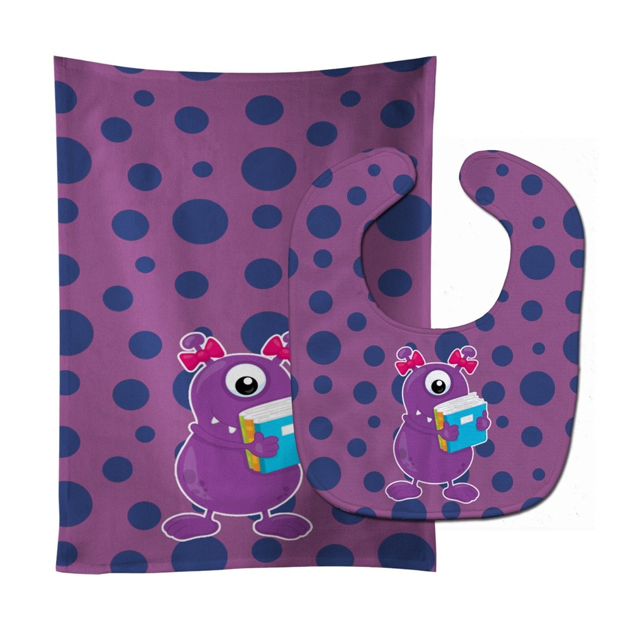 Monster Purple Baby Bib & Burp Cloth