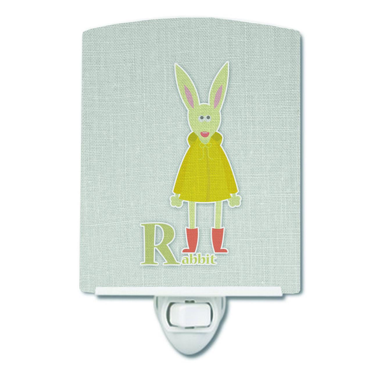 Alphabet R for Rabbit Ceramic Night Light