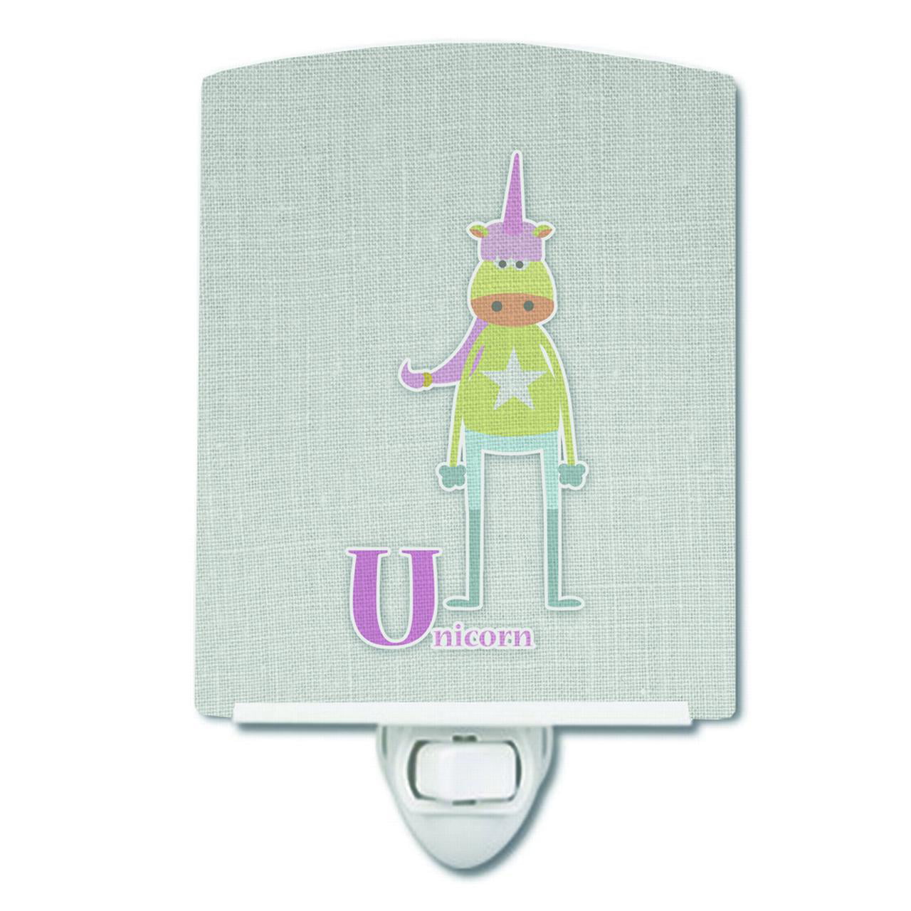 Alphabet U for Unicorn Ceramic Night Light