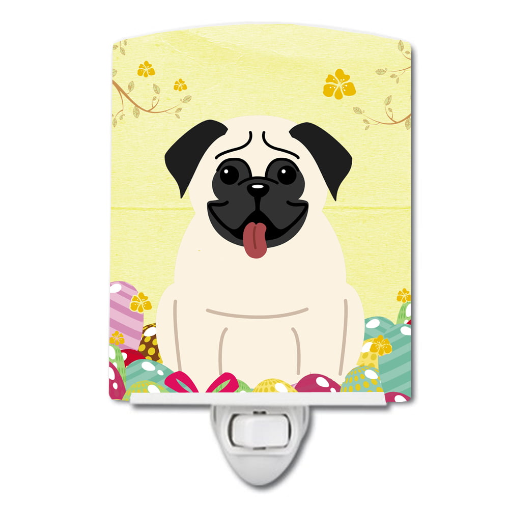 BB6004CNL Easter Eggs Pug Cream Ceramic Night Light